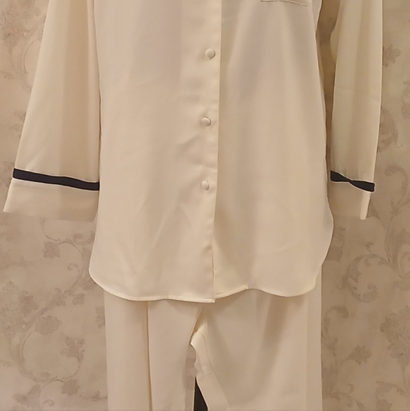 CREAM AND NAVY SOFT PAJAMAS  BY GO SOFTLY SIZE SMALL - Picture 2 of 12